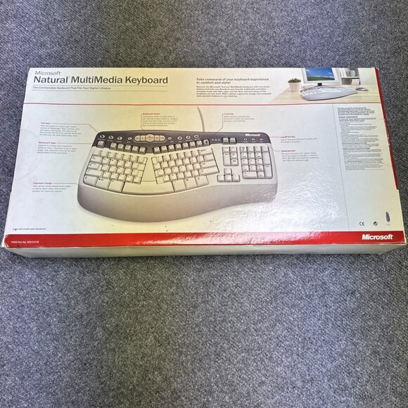 NEW Microsoft Natural Multimedia Keyboard Ergonomic Design WIN32 / PS2 K50-00100 - Picture 2 of 11